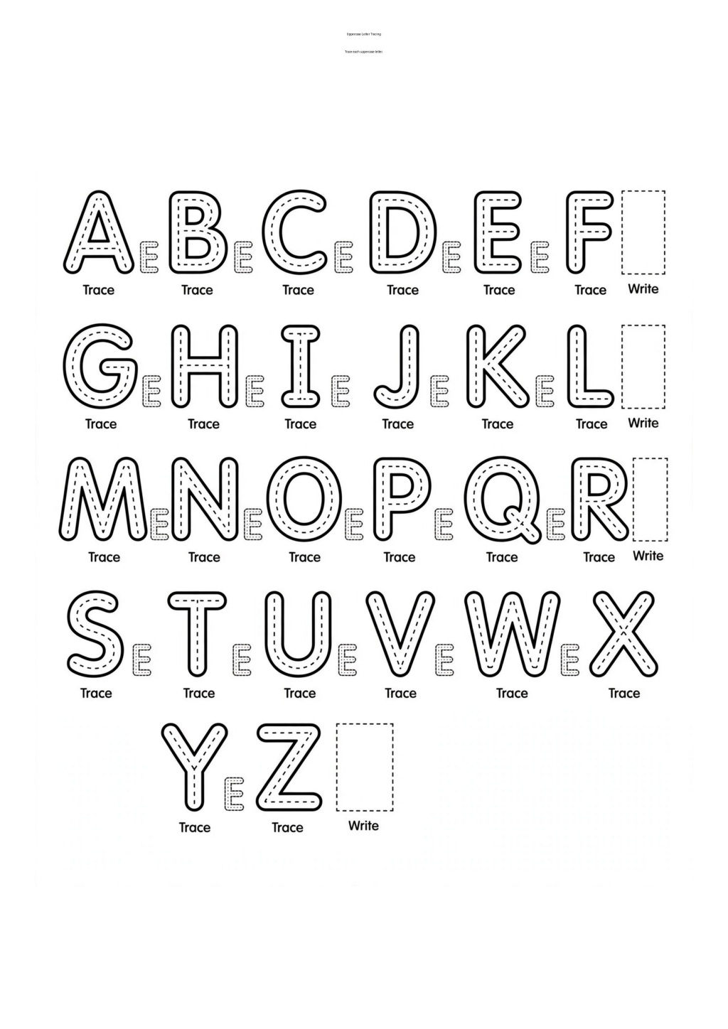 Uppercase Letter Tracing Worksheet