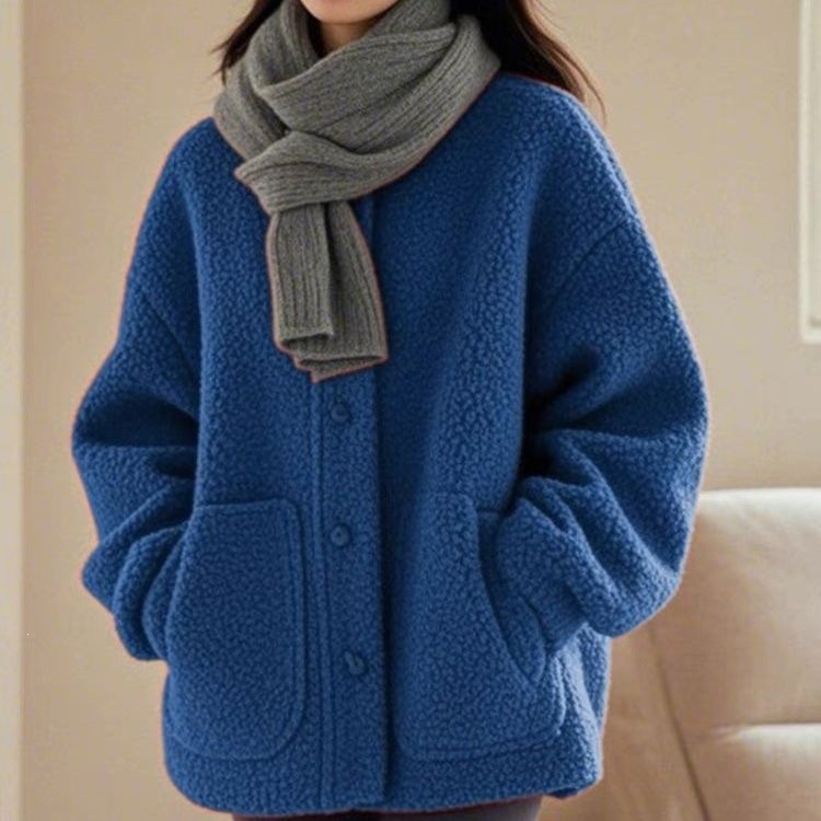 Faux Sheepskin Coat, Loose, with Pockets