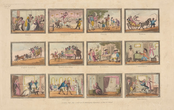 12 vignettes fashion amusement charity passion English travelling French travell