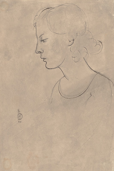 Frauenkopf im Profil nach links 1940