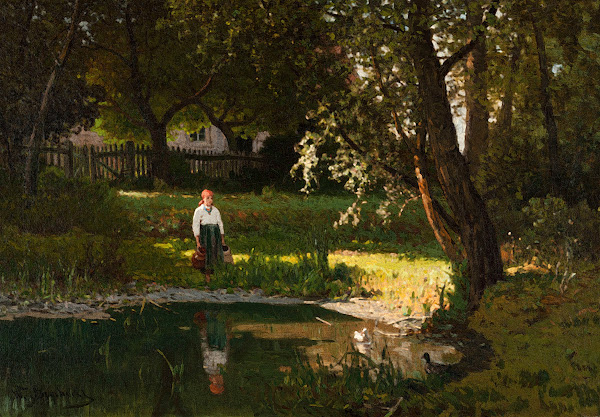 Girl at a pond