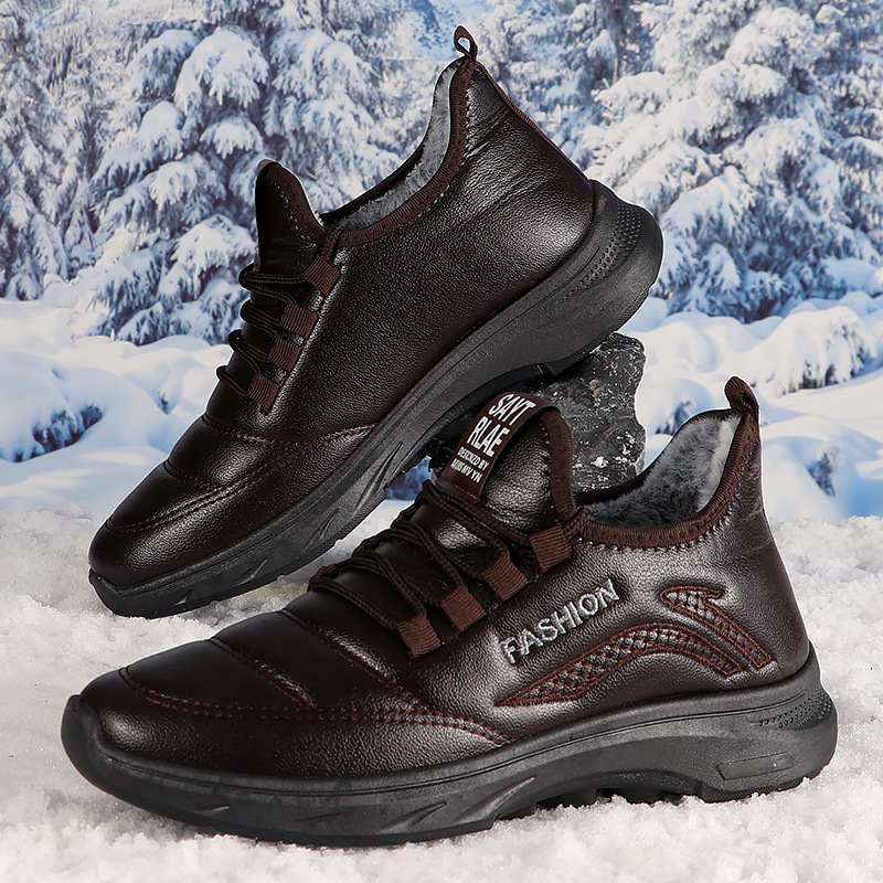 Warm men's winter boots with faux fur lining