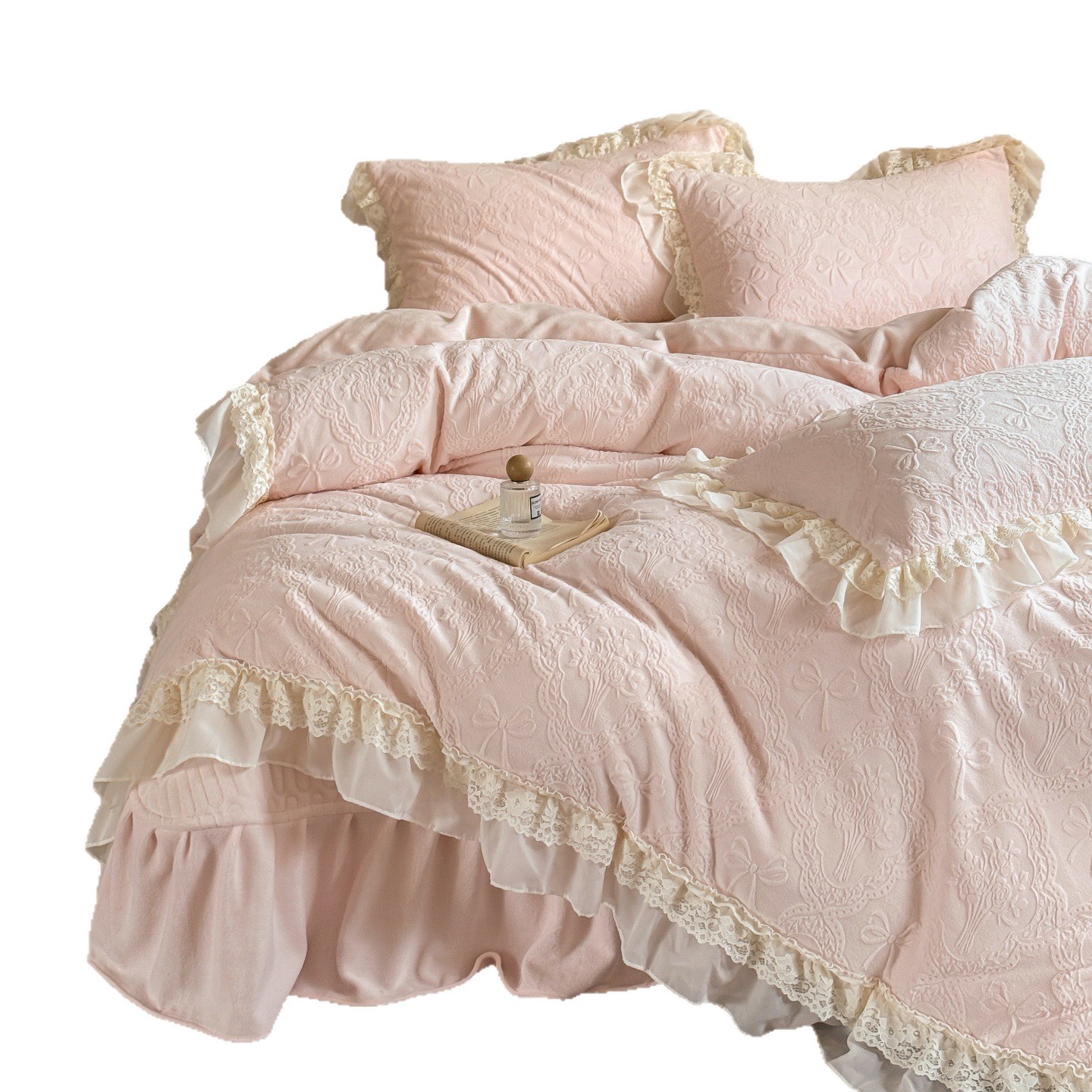 Bedding set, 4-piece, milk fiber, floral pattern