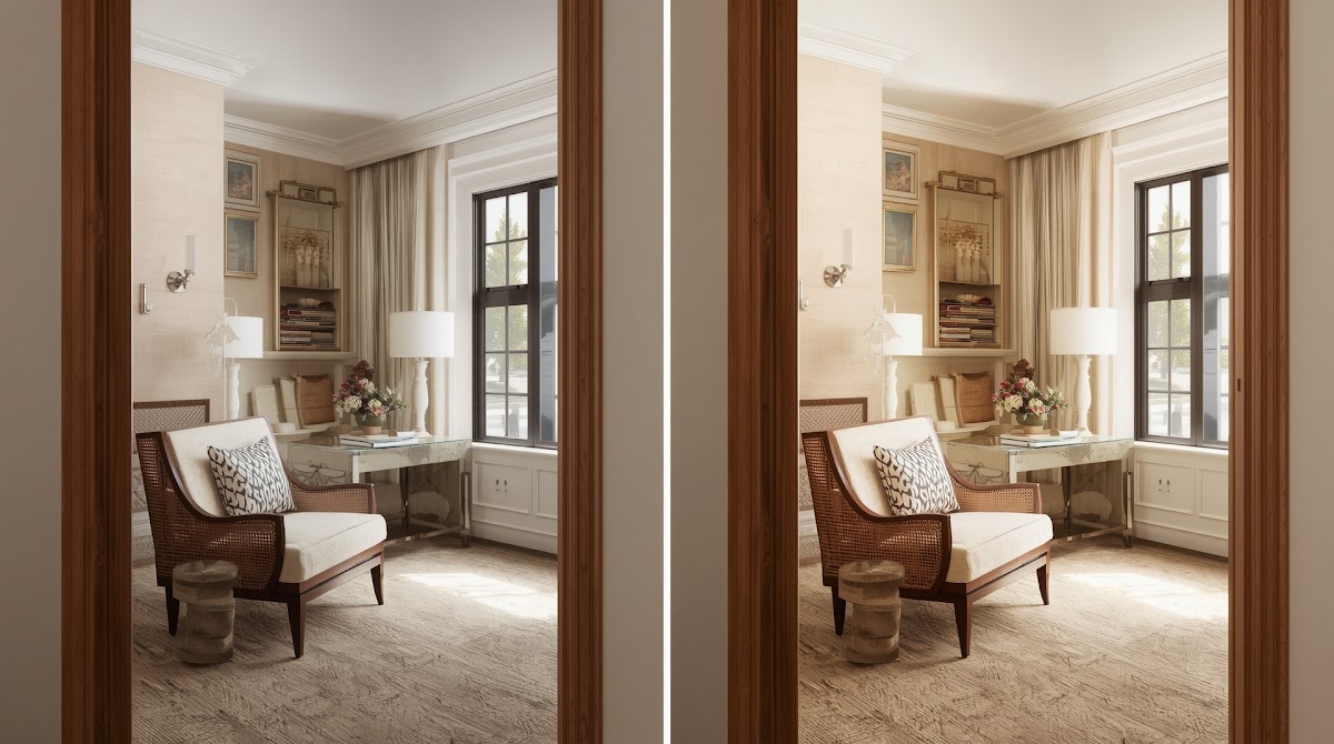 How to Use Chrome Mirrors to Make Small Rooms Feel Brighter - chrome furniture balanced with walnut oak and layered textiles