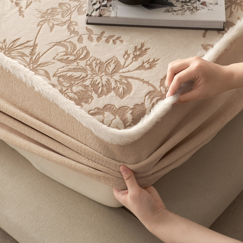 Milk Fiber Fitted Sheet with Floral Pattern