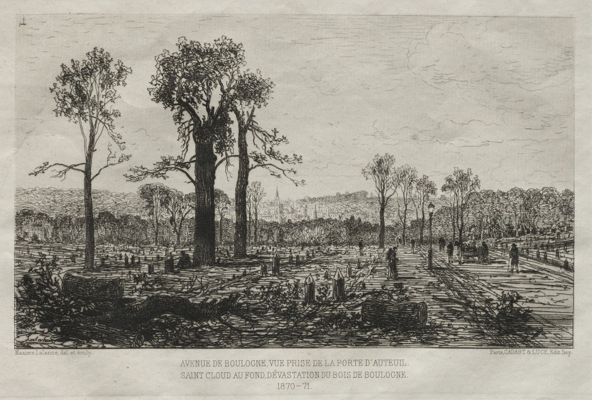 Avenue de Boulogne Vue Prise de la porte dAuteuil St Cloud au fond Dévastation d