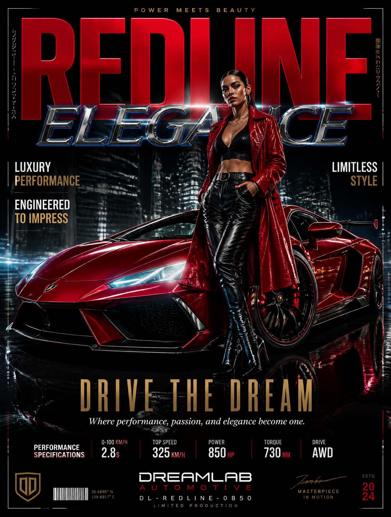 Póster de moda automotriz de ultra alta calidad