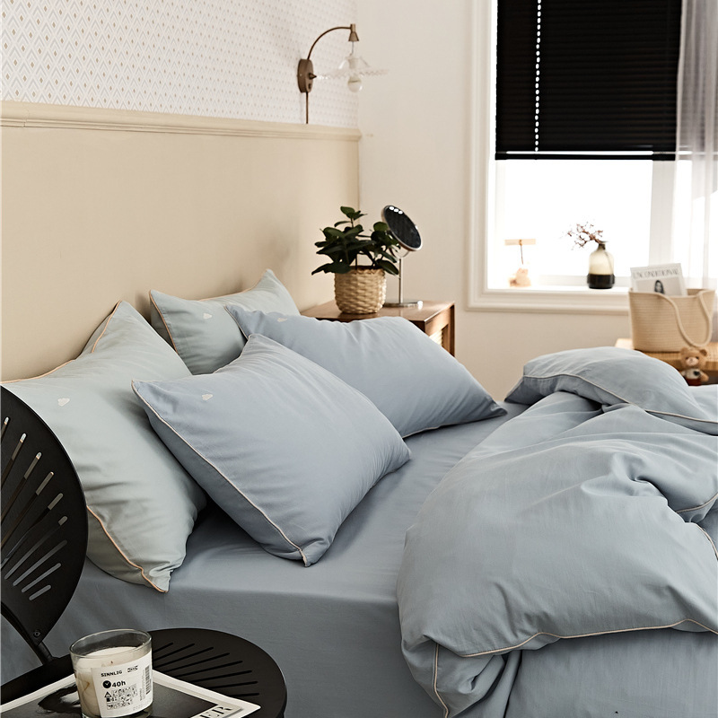 Cotton bedding set, long-staple cotton, embroidered, brushed