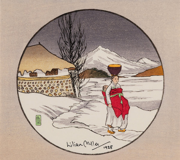 Korean Woman Walking In Snow 1928