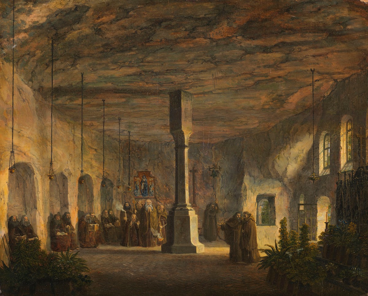 Innenansicht der St Maximuskapelle in Salzburg Petersfriedhof 1818