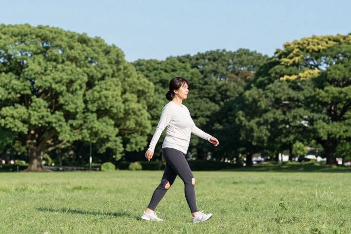 軽やかに散歩を楽しむ様子
