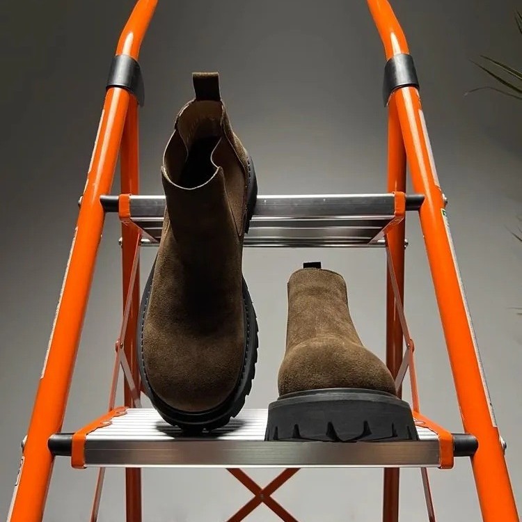 Men's suede-look Chelsea boots, flat heel