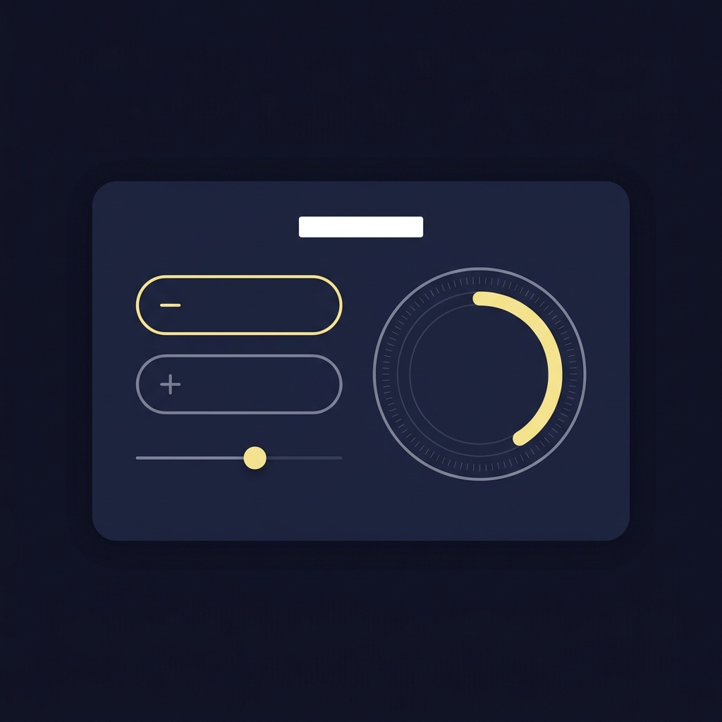 Minimalist 2D vector runline calculator mockup showing American odds input chips and a circular implied probability gauge on Funded Plays dark brand colors
