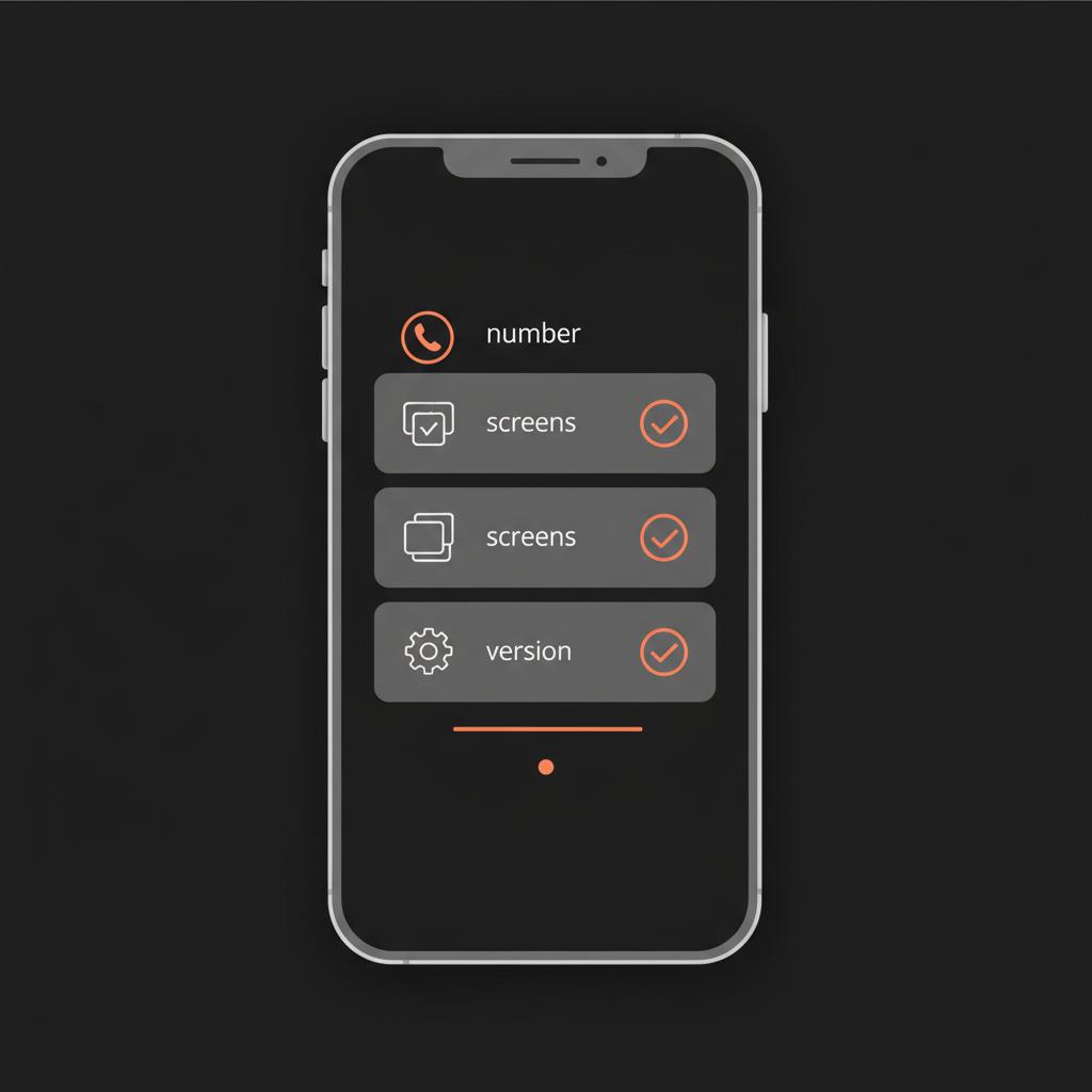 Minimal full-frame vector infographic of a phone screen checklist with phone number, screenshots and app-version icons — how to contact WhatsApp support