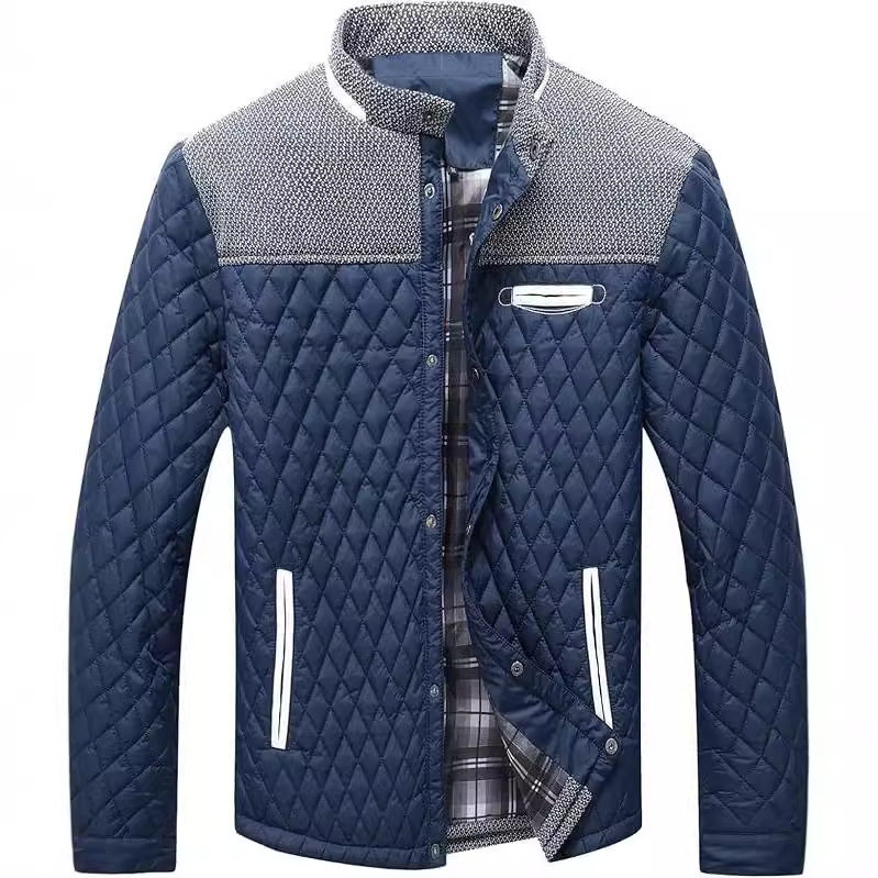 Men's quilted jacket, checked, for leisure and sports