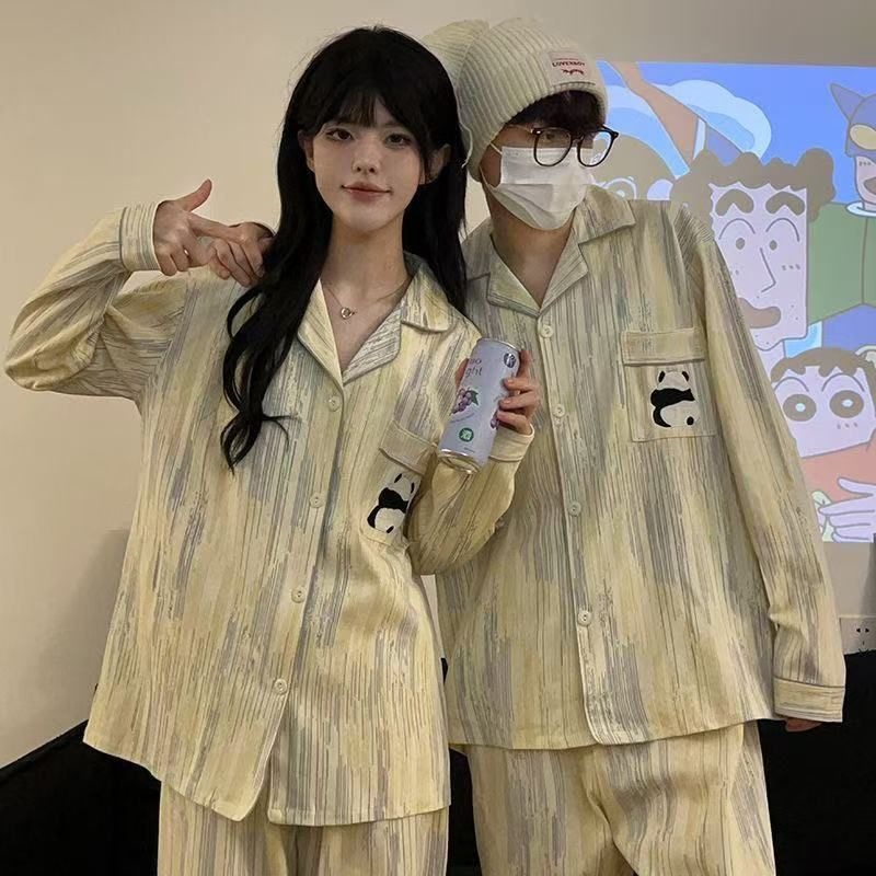 Couple's cartoon pajama set, long-sleeved