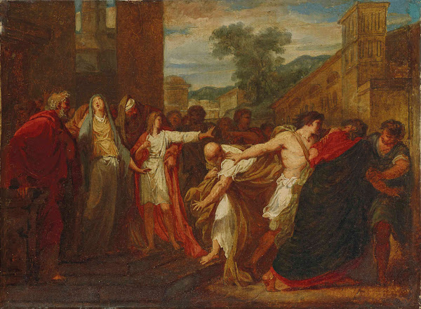 Daniel faisant arrêter les deux vieillard accusateurs de la chaste Suzanne