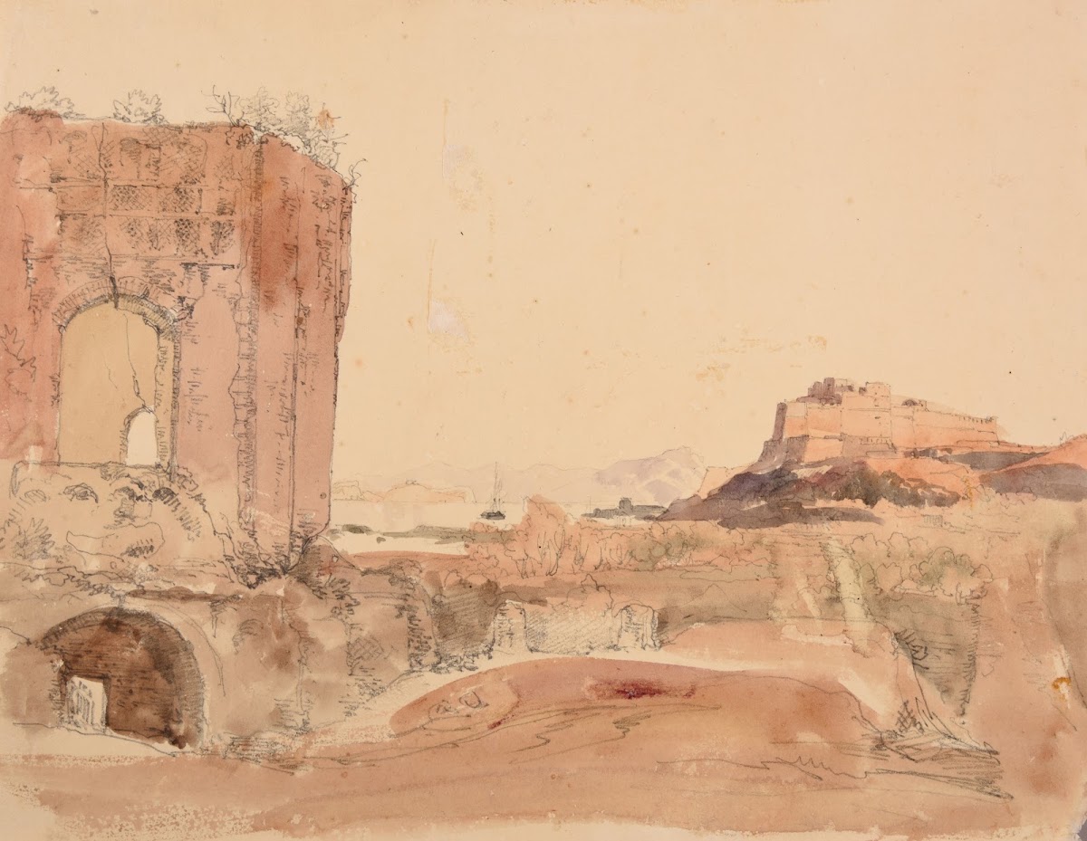 Paysage de ruines et château fort