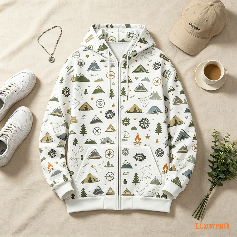 AOP Micro Fleece Zip Hoodie 250g