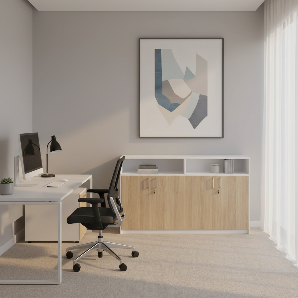 RADAR Color Four Door Cabinet With Recessed Open Top Shelf