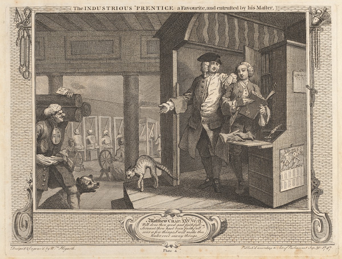 Plate 4 The Industrious Prentice a Favourite and Entrusted by his Master 1747