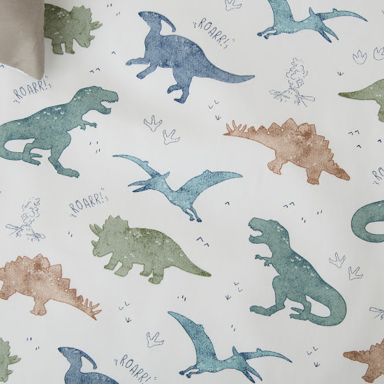 Children's changeable bedding set 4 el Twins Satin Limited Dinosaurs grey