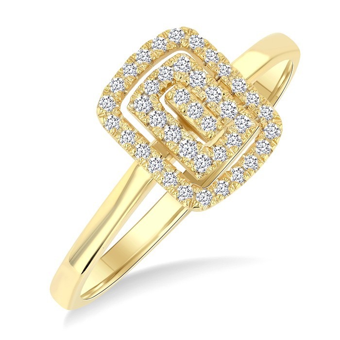 Emerald Shape Petite Halo Diamond Fashion Ring