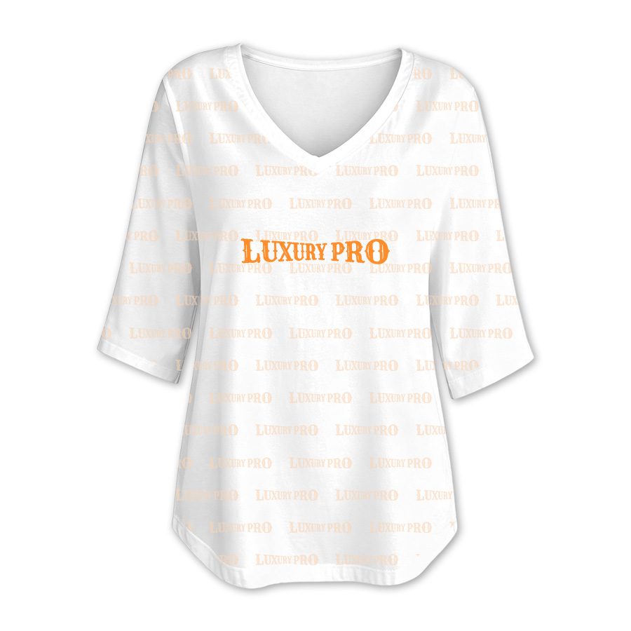 AOP ZG V-Neck Mid-sleeve Top