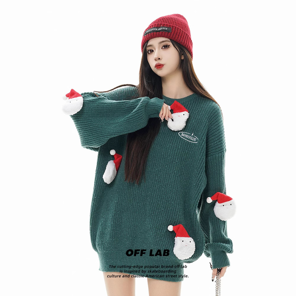 Retro Christmas sweater for couples, thickened