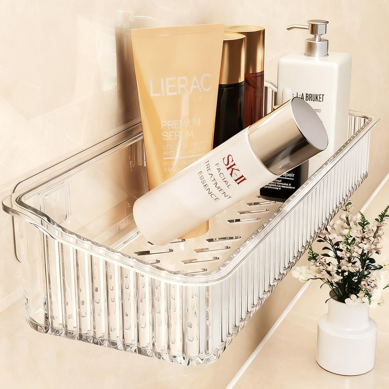 Transparente Badezimmer-Wandablage, ohne Bohren