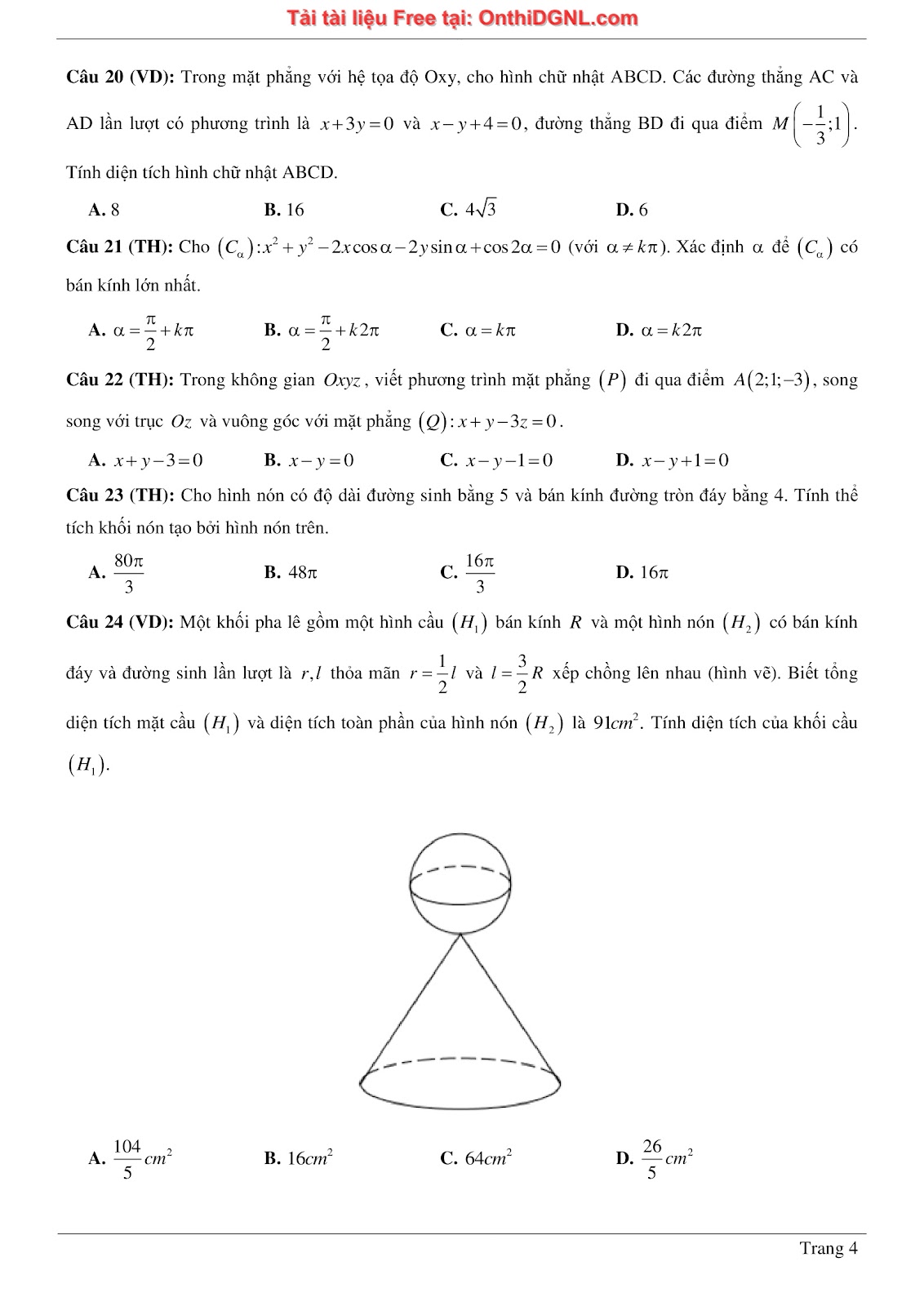 1300 bài tập môn Toán - Ôn thi ĐGNL ĐHQG Hà Nội Phần 12