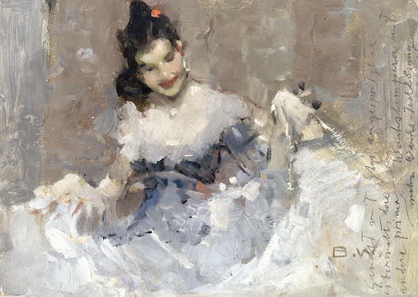 Mädchen im Ballkleid circa 1940