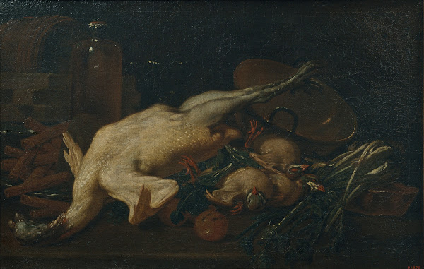 Still Life with Vegetables Turkey other Fowl and Wafers