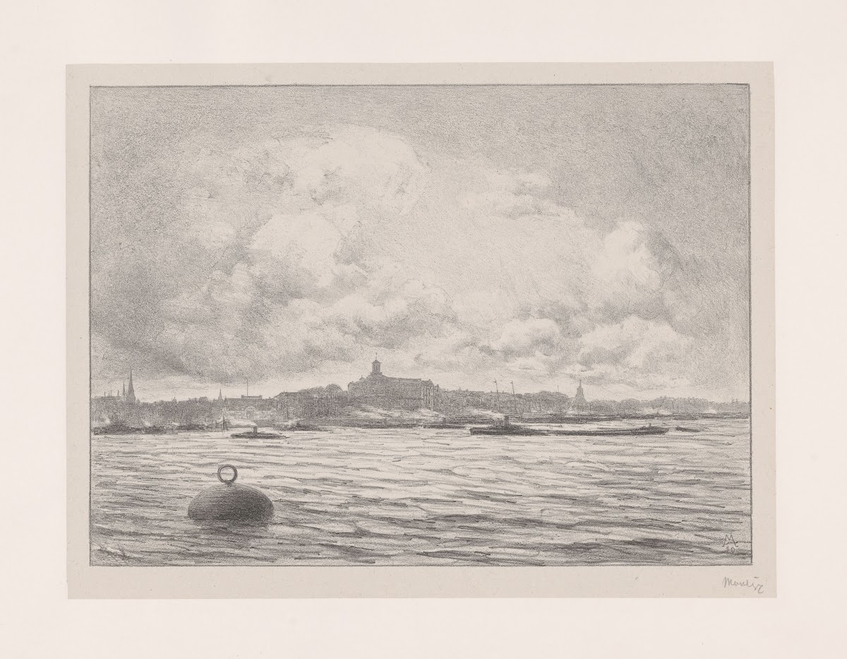 Gezicht op Rotterdam vanaf het water 1910