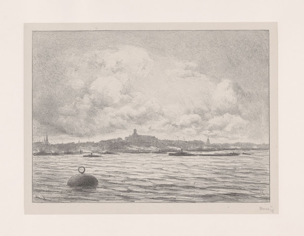 Gezicht op Rotterdam vanaf het water 1910