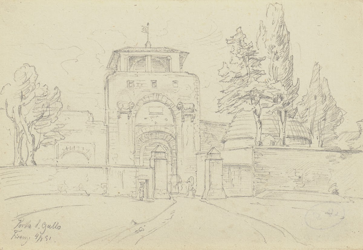Blick auf die Porta San Gallo in Florenz 1851