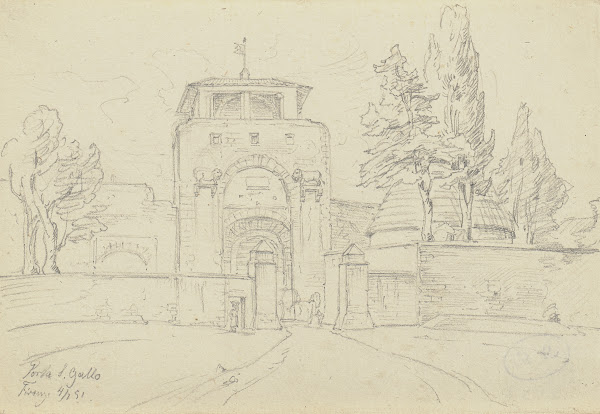 Blick auf die Porta San Gallo in Florenz 1851