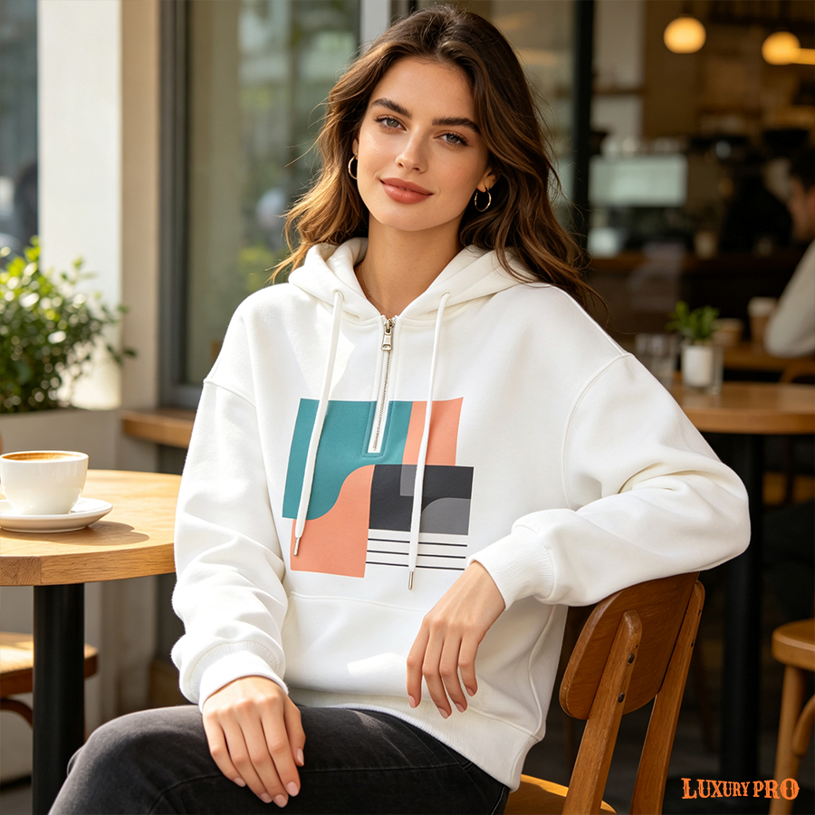 2D Ribbed Half‑Zip Hoodie