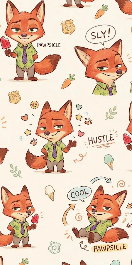 Nick Wilde From Zootopia Pattern Full HD iPhone Phone Wallpaper