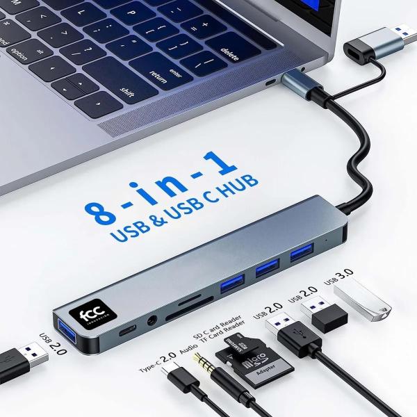 ADAPTADOR HUB 8 EN 1 T801 FCC