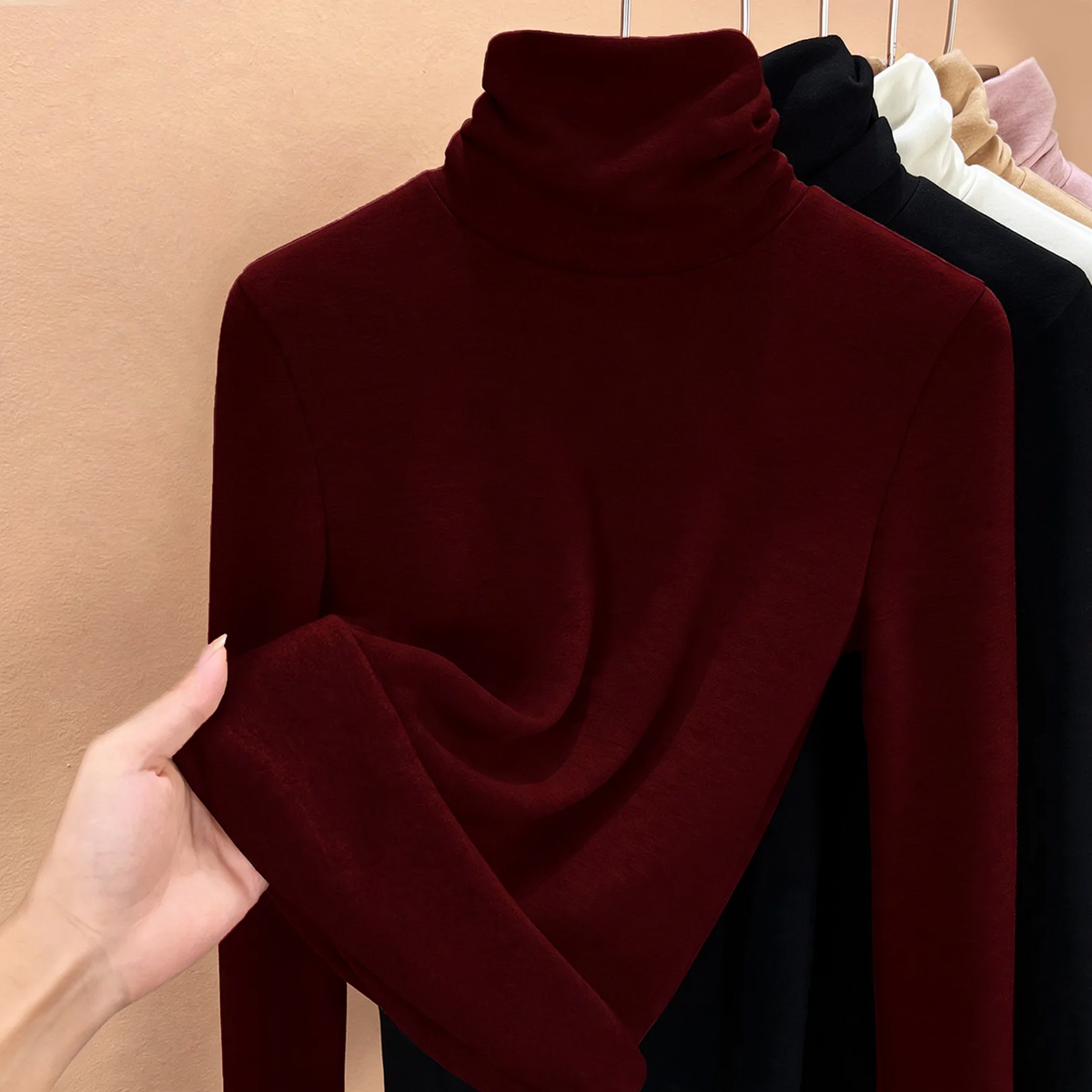 Padded Knit Sweater with High Collar