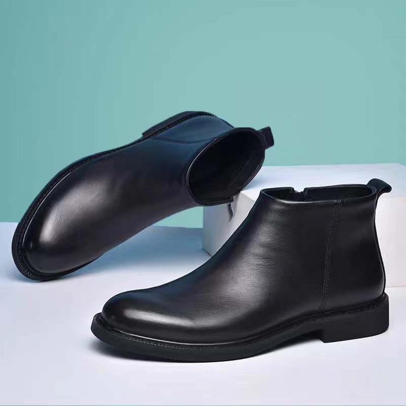 Men's Chelsea boots, simple design, synthetic leather