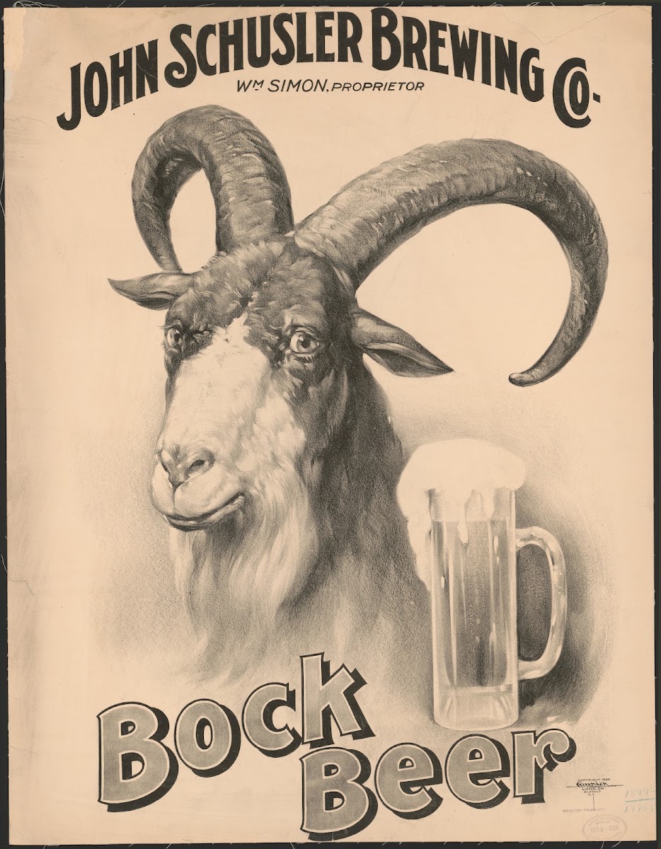 John Schusler Brewing Co Wm Simon proprietor bock beer 1899