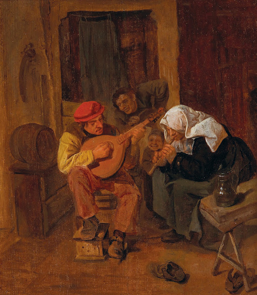An Interior With Peasants Making Music