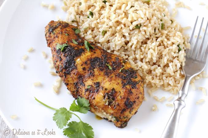 Grilled Chicken Strips with Rice