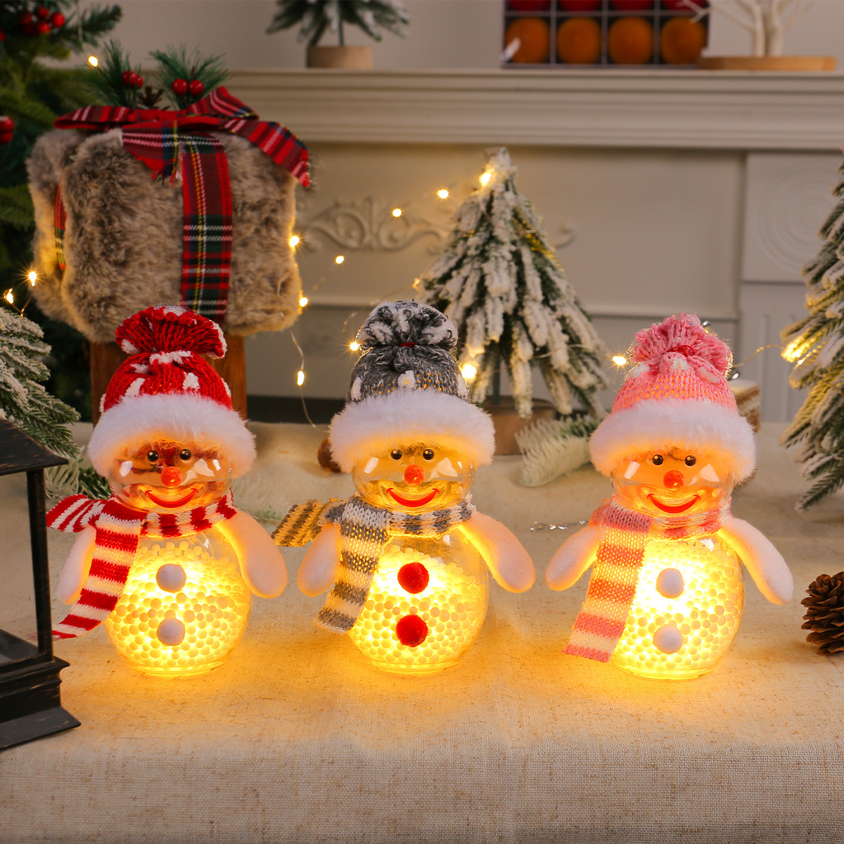 Glowing Snowman Figure with Light for Christmas