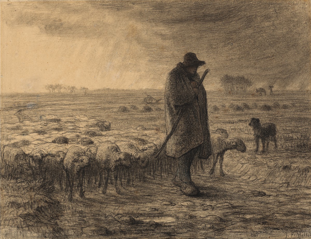 Shepherd Returning With His Flock c 1860