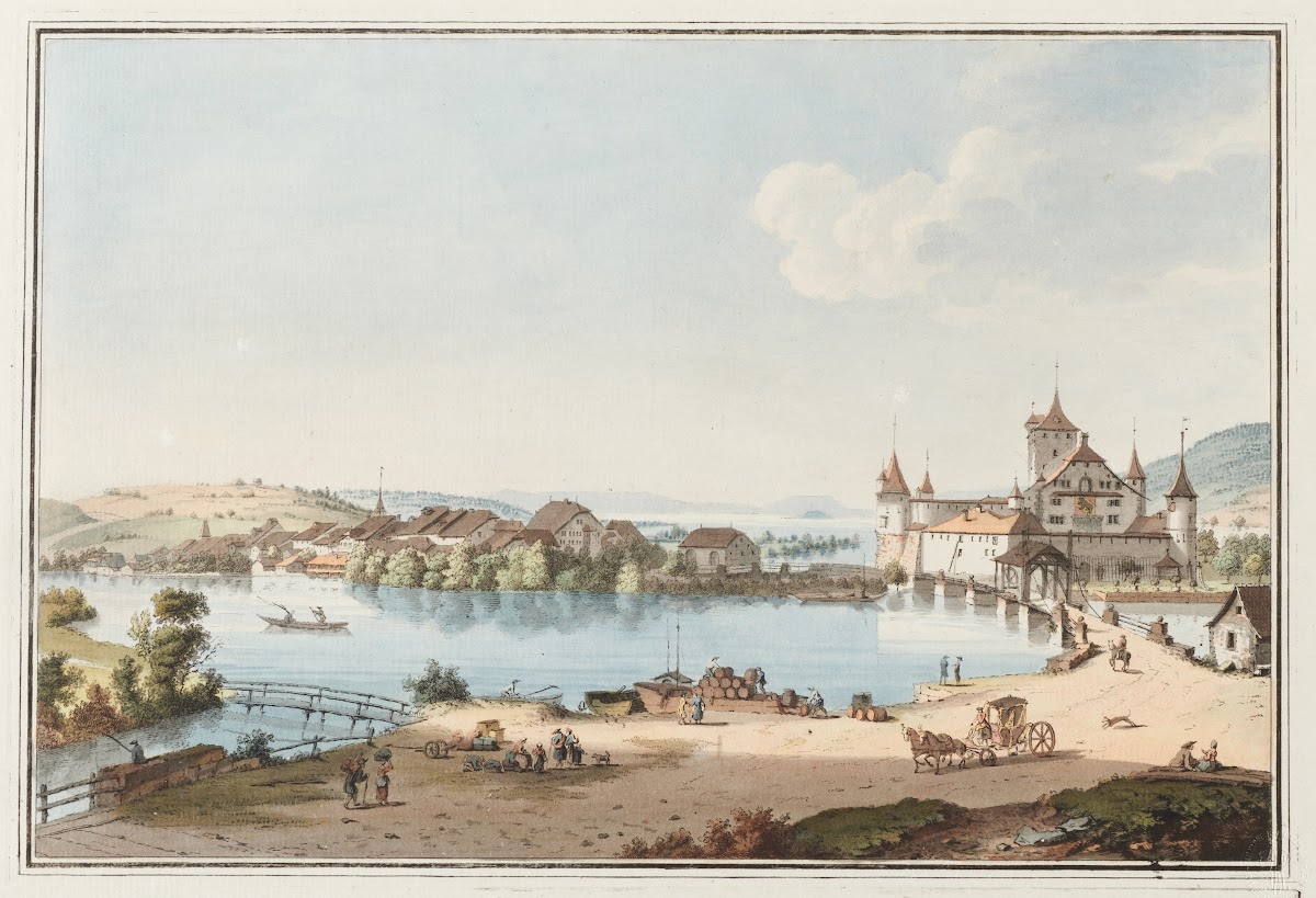 Vue de Nidau et du Lac de Bienne