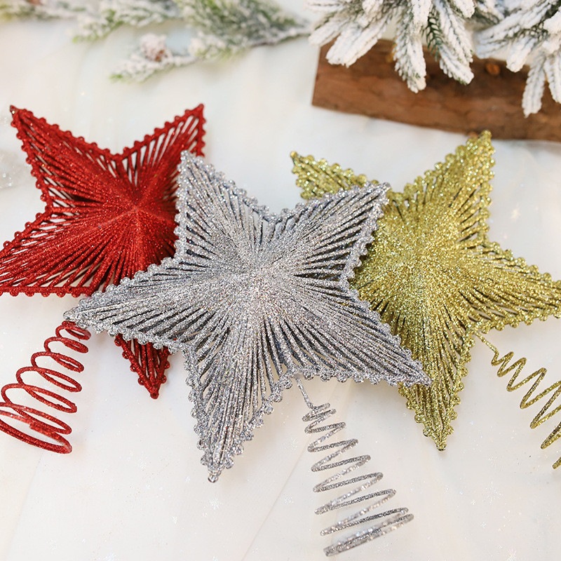 Christmas Tree Top Star, Plastic with Glitter
