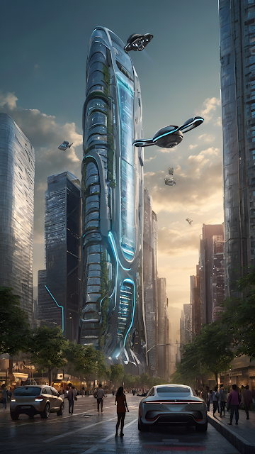 Futuristic Cityscape Vertical Garden Skyscraper Design - Free mobile Wallpaper